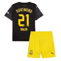 Borussia Dortmund Donyell Malen #21 Fußballbekleidung Auswärtstrikot Kinder 2024-25 Kurzarm (+ kurze hosen)